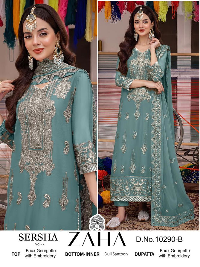 Sersha Vol 7 By Zaha 10290 A To C Georgette Pakistani Suits Wholesalers in Delhi
